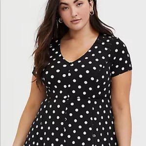 Torrid Black/White Polka Dot Midi Dress